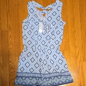 Market & Spruce Blue and White Patterned Romper